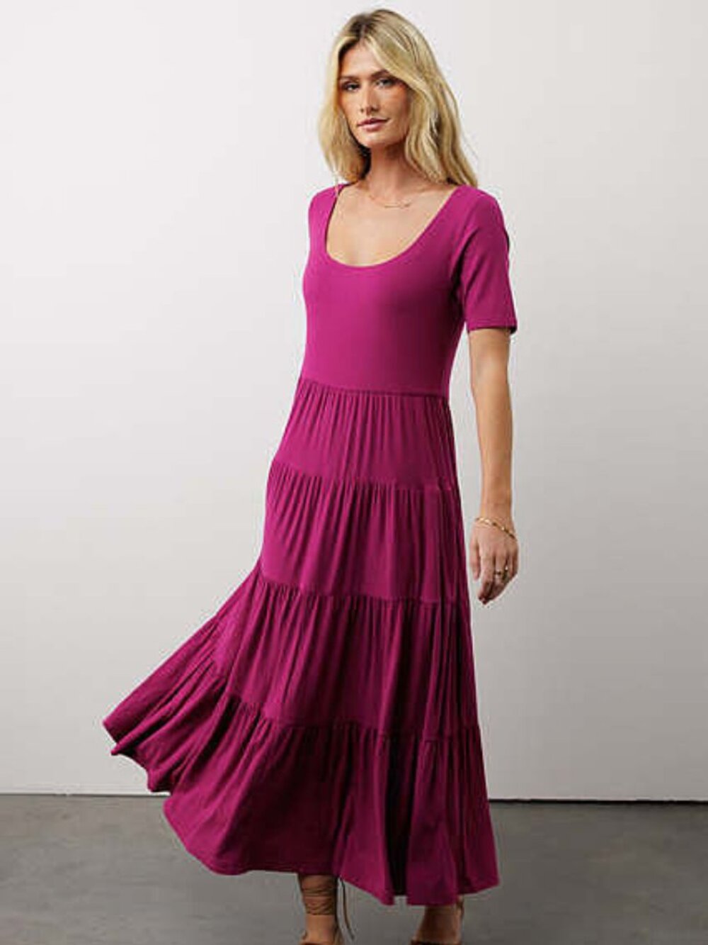 Bohme McKayla Tiered Dress in Magenta - XL